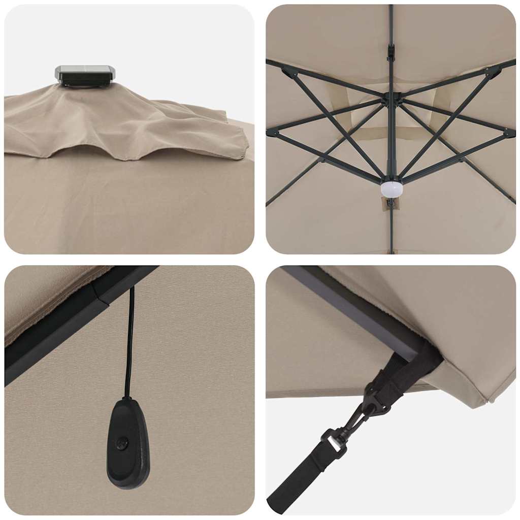 Roma Parasol Taupe 286 x 284 x 270 cm Aluminium and Polyester