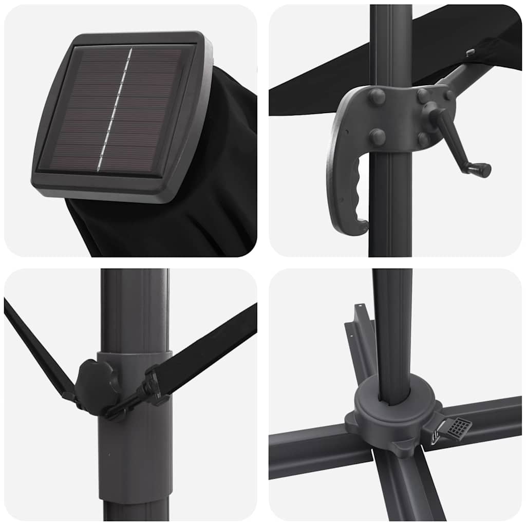 Roma Parasol Black 286 x 284 x 270 cm Aluminium and Polyester