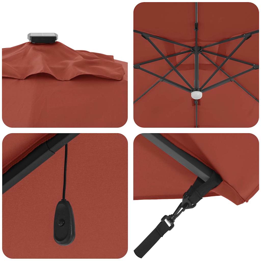 Roma Parasol Red 286 x 284 x 270 cm Aluminium and Polyester