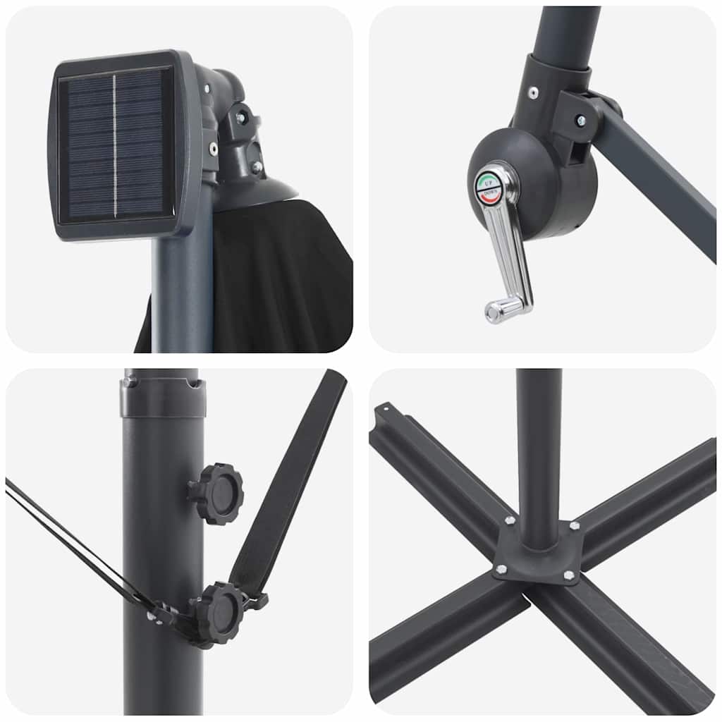 Umbrella 294 x 294 x 248 cm Polyester and Aluminium Black
