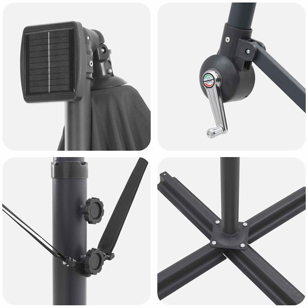 Umbrella Anthracite 249 x 249 x 250 cm Polyester and Aluminium
