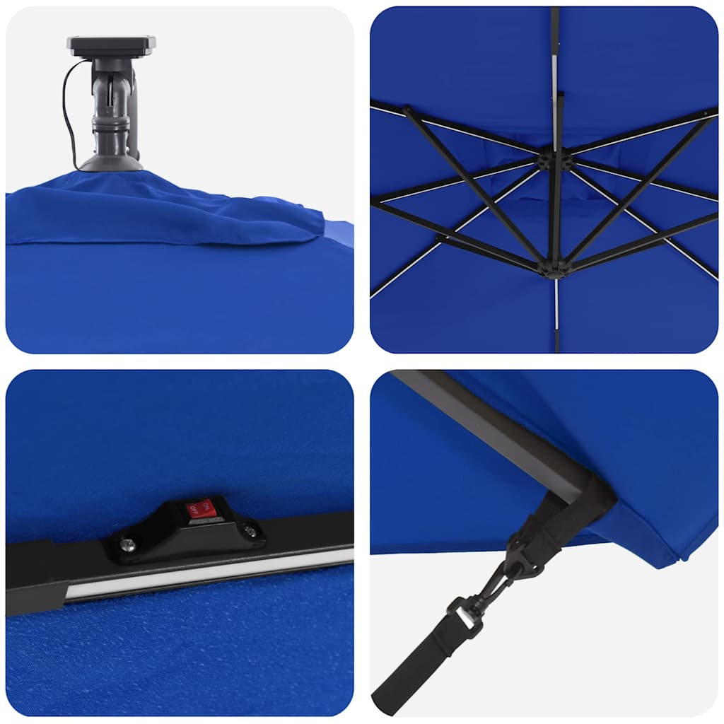 Umbrella 249 x 249 x 250 cm Polyester and Aluminium Azurblau