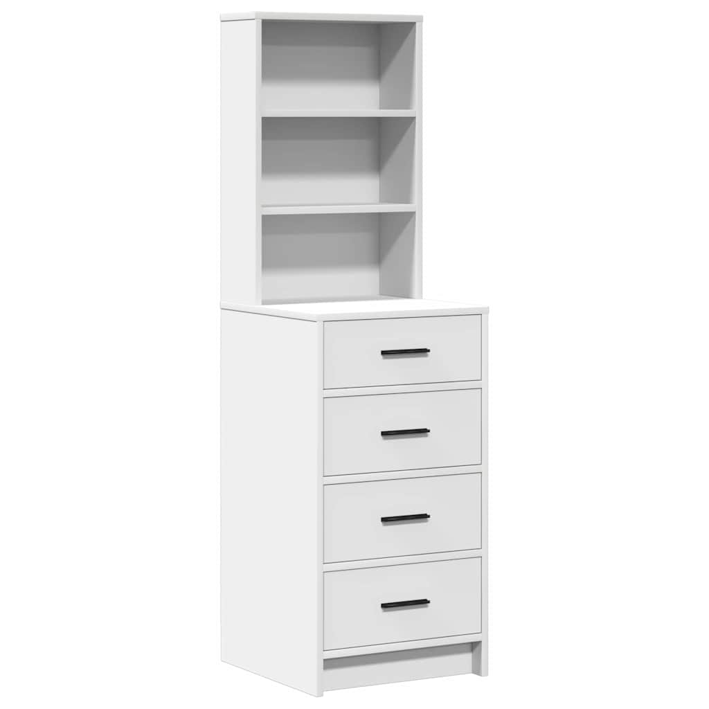 Dressing Table with Mirror Lights 3 pcs White Engineered Wood