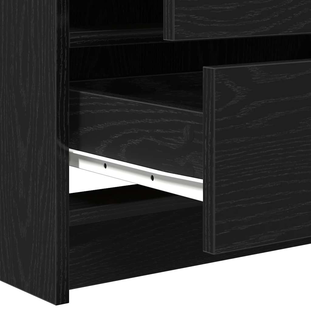 Dressing Table with Drawer 3 pcs Black Oak Engineered Wood