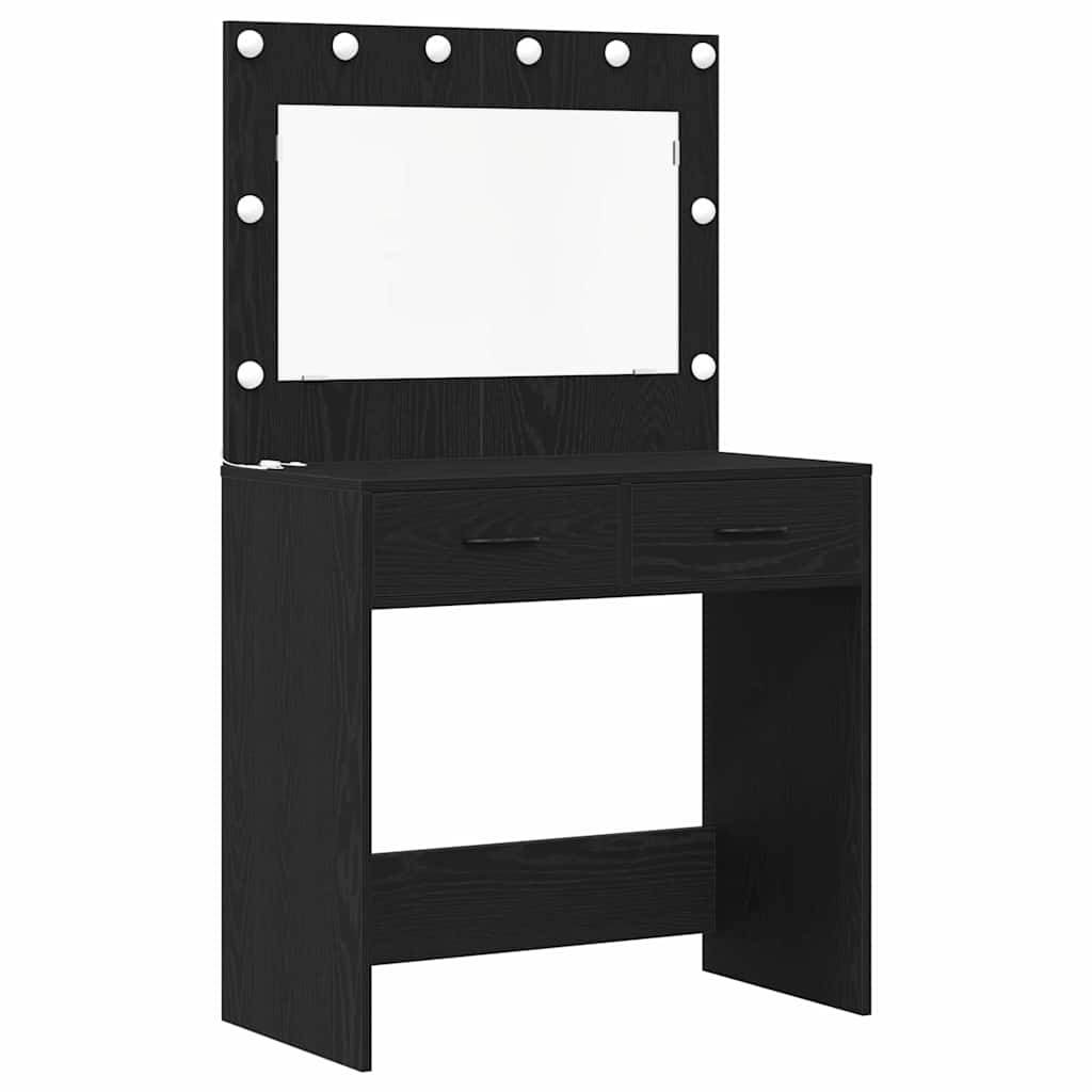 Dressing Table with Drawer 3 pcs Black Oak Engineered Wood