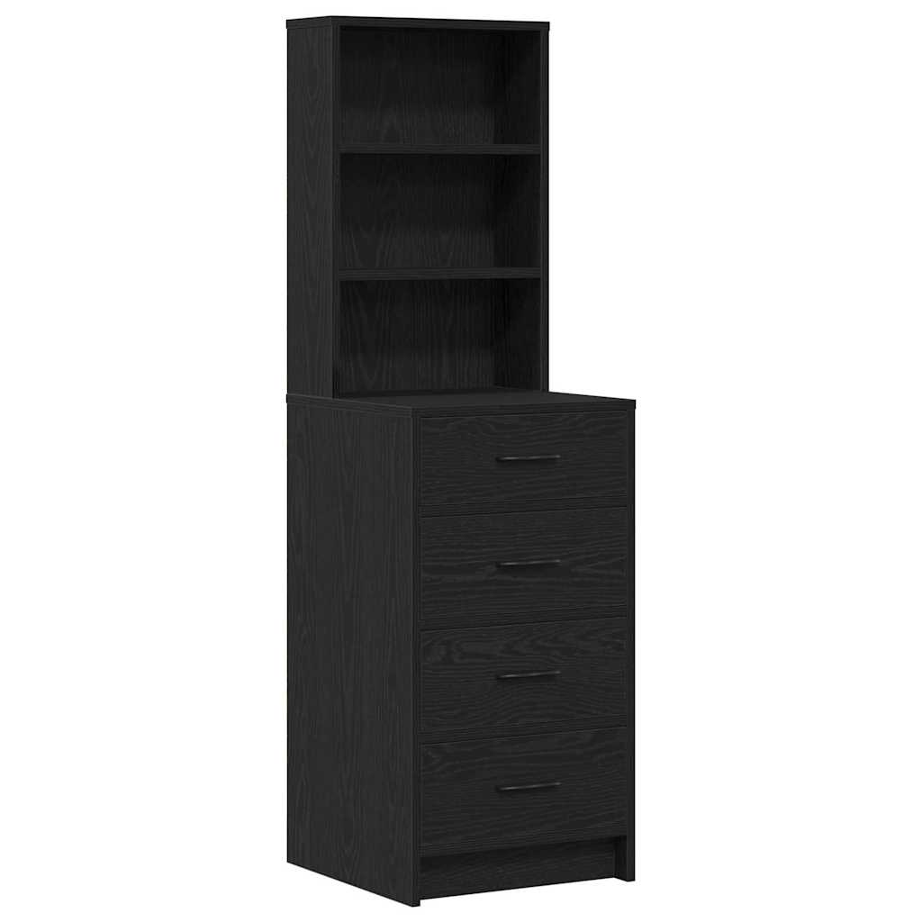 Dressing Table with Drawer 3 pcs Black Oak Engineered Wood