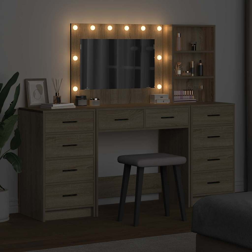 Dressing Table with Drawer 3 pcs Sonoma Oak Engineered Wood
