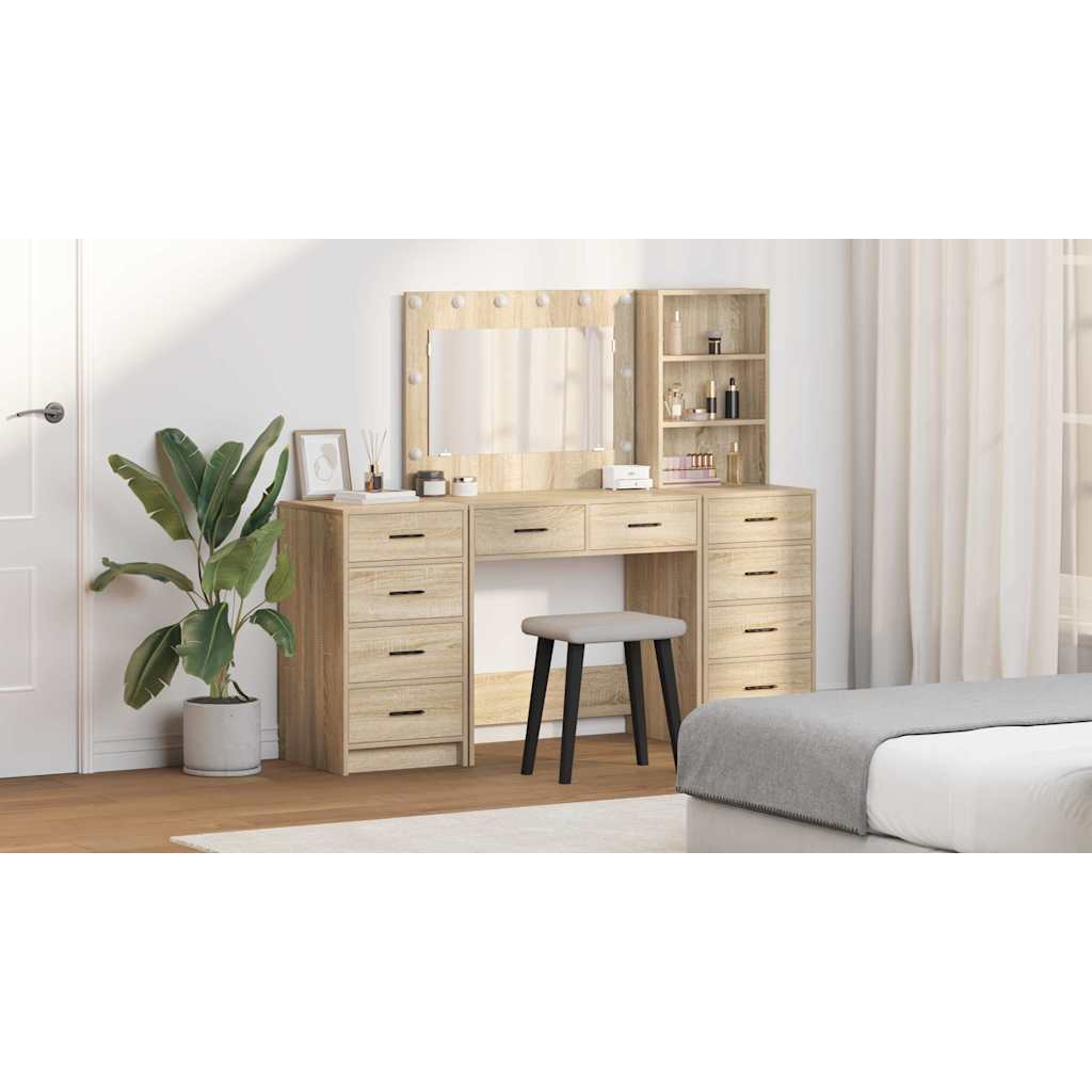 Dressing Table with Drawer 3 pcs Sonoma Oak Engineered Wood