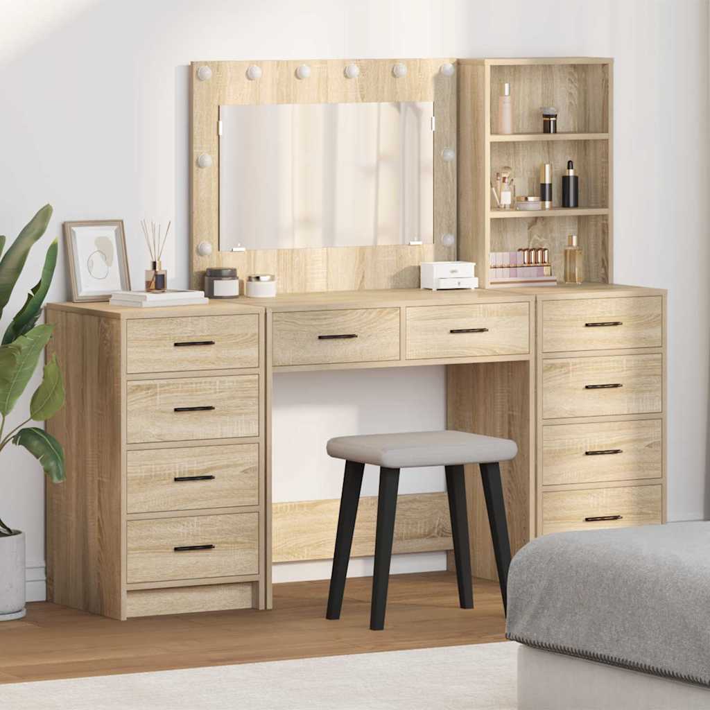 Dressing Table with Drawer 3 pcs Sonoma Oak Engineered Wood