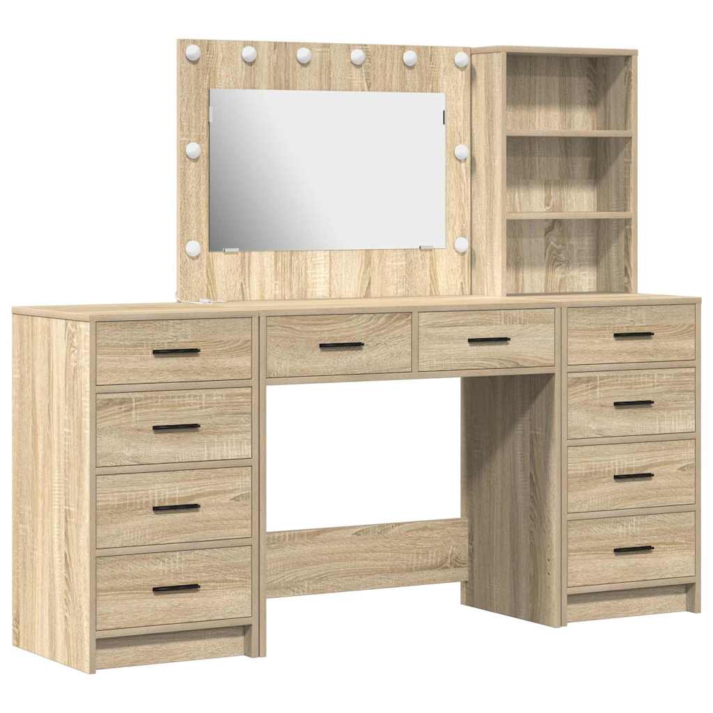 Dressing Table with Drawer 3 pcs Sonoma Oak Engineered Wood