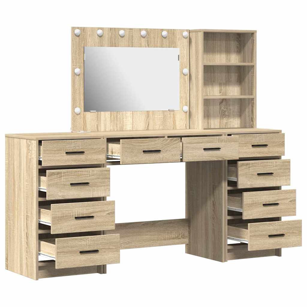 Dressing Table with Drawer 3 pcs Sonoma Oak Engineered Wood