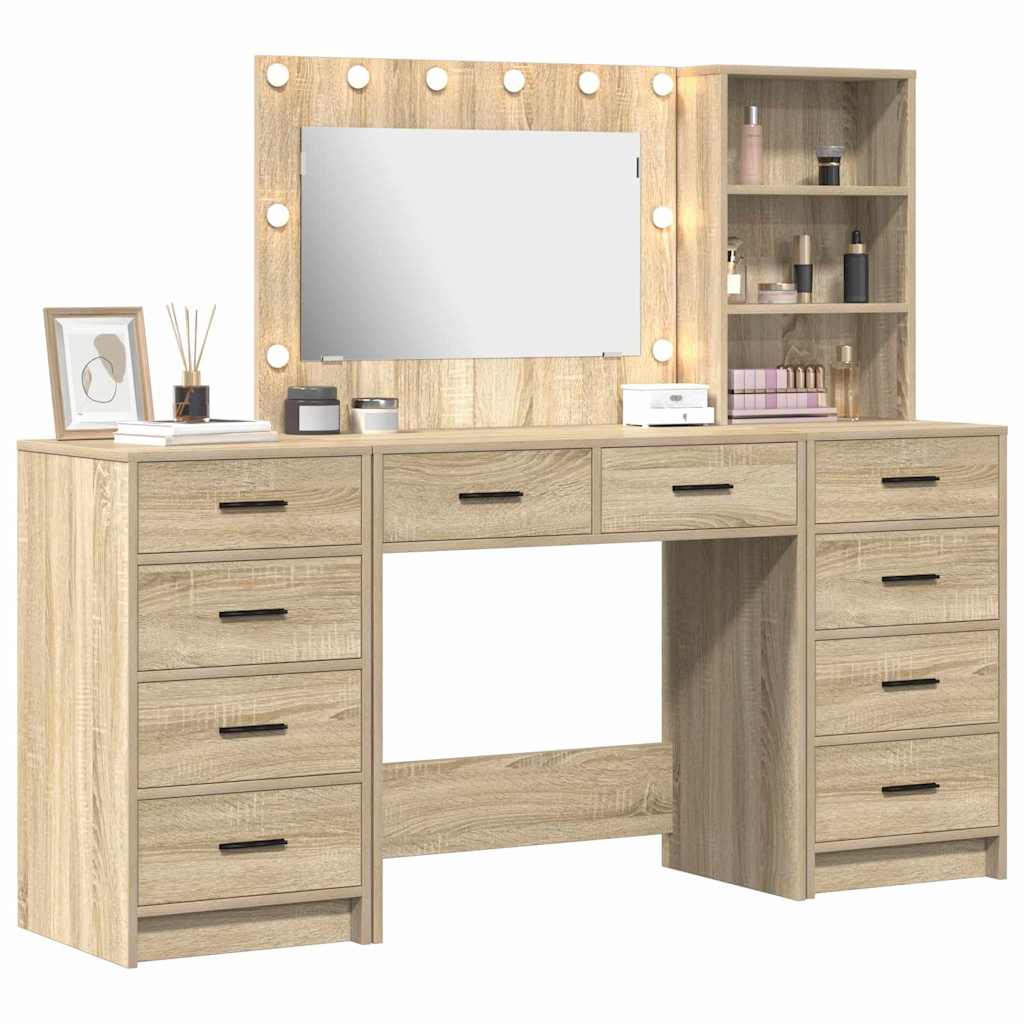 Dressing Table with Drawer 3 pcs Sonoma Oak Engineered Wood
