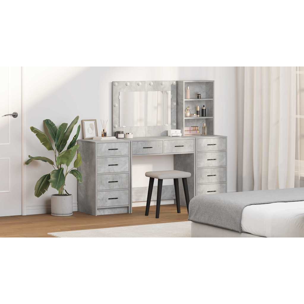 Dressing Table with Drawer 3 pcs Concrete Grey Engineered Wood