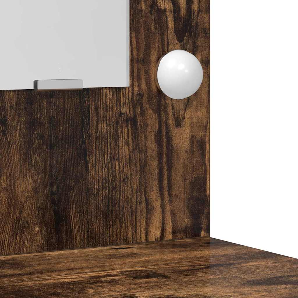 Dressing Table with Drawer 3 pcs Smoked Oak Engineered Wood