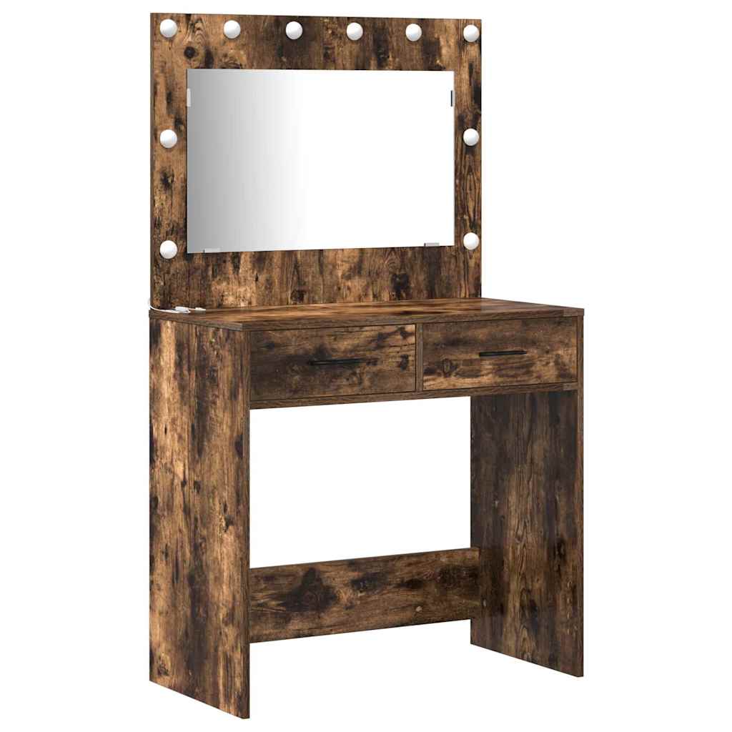 Dressing Table with Drawer 3 pcs Smoked Oak Engineered Wood