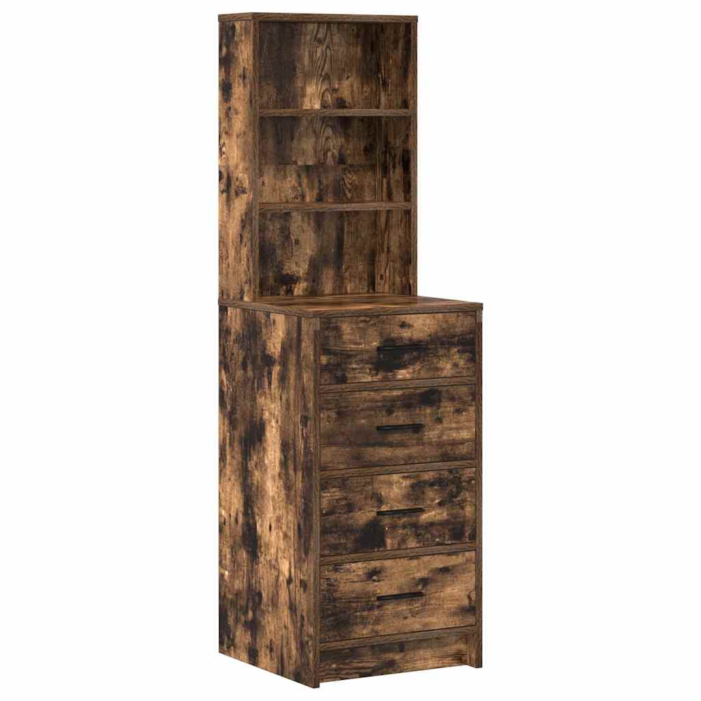 Dressing Table with Drawer 3 pcs Smoked Oak Engineered Wood