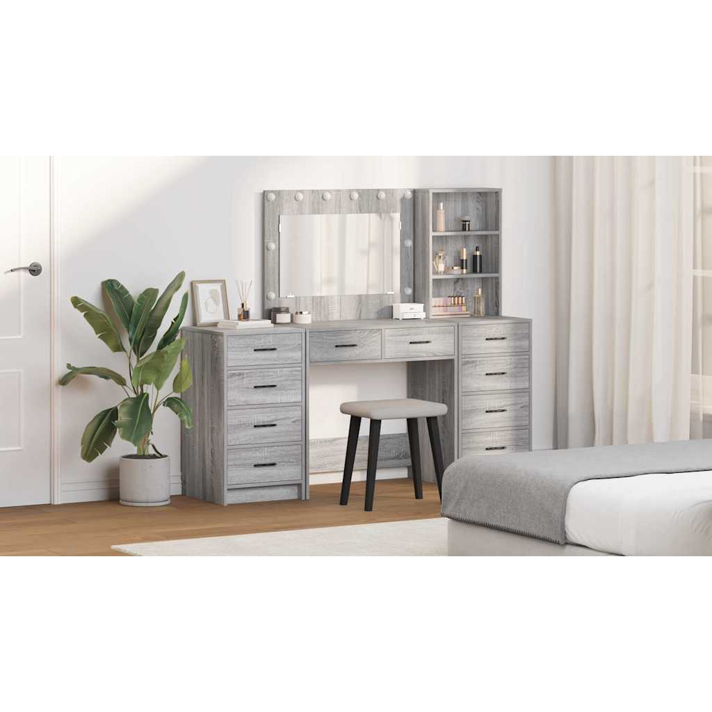 Dressing Table with Drawer 3 pcs Grey Sonoma Engineered Wood