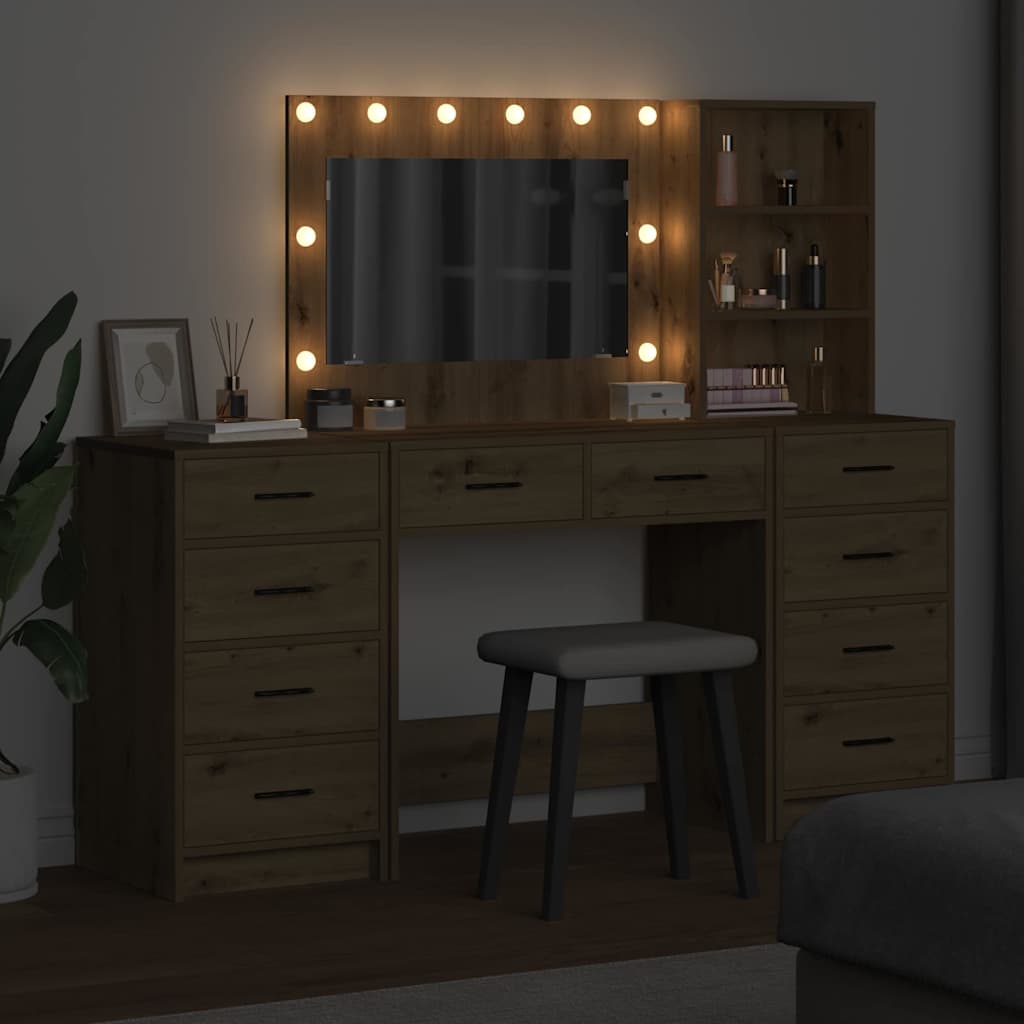 Dressing Table with Drawer 3 pcs Artisan Oak Engineered Wood