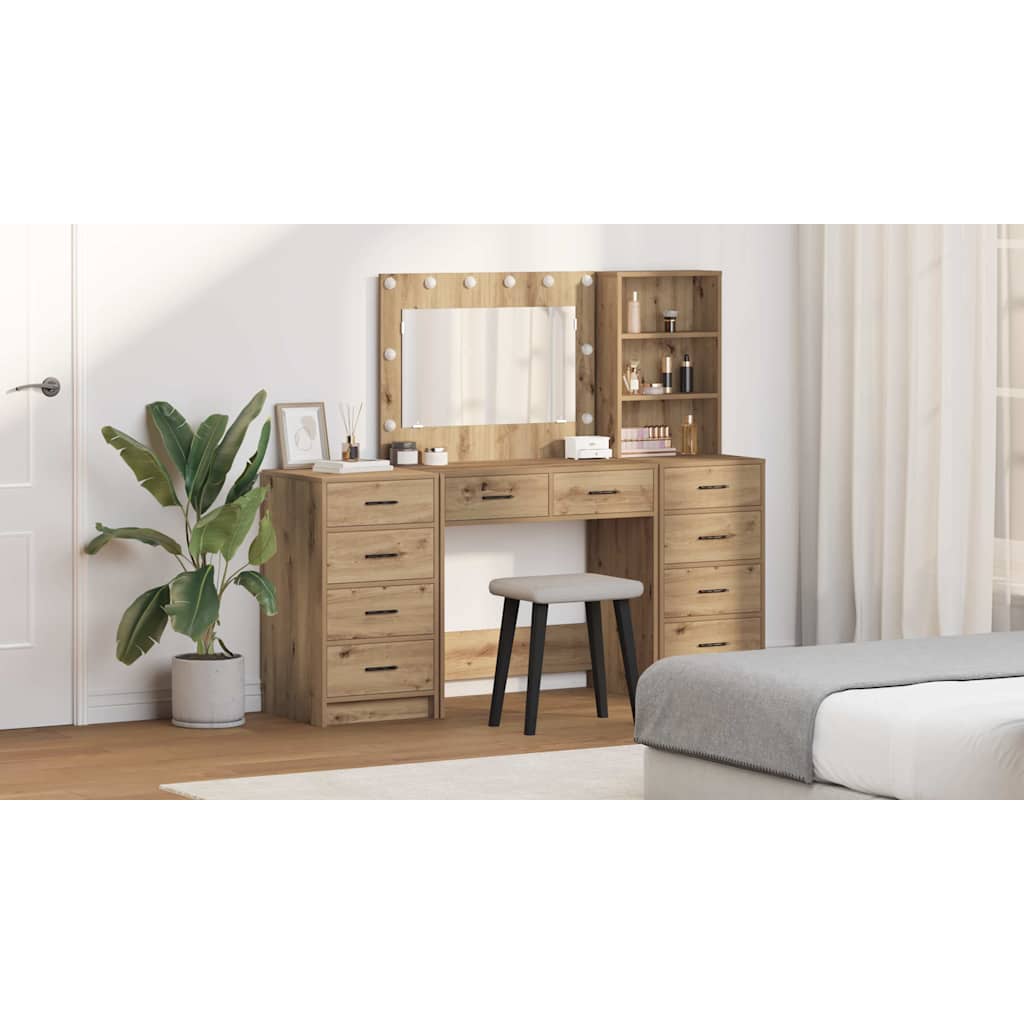 Dressing Table with Drawer 3 pcs Artisan Oak Engineered Wood