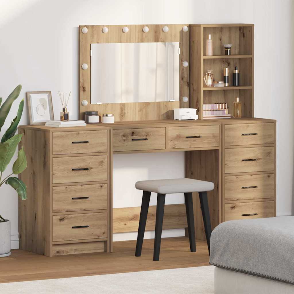 Dressing Table with Drawer 3 pcs Artisan Oak Engineered Wood