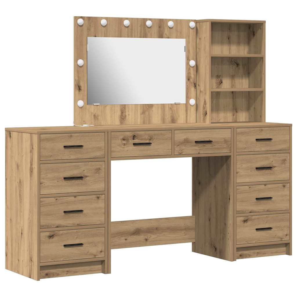 Dressing Table with Drawer 3 pcs Artisan Oak Engineered Wood