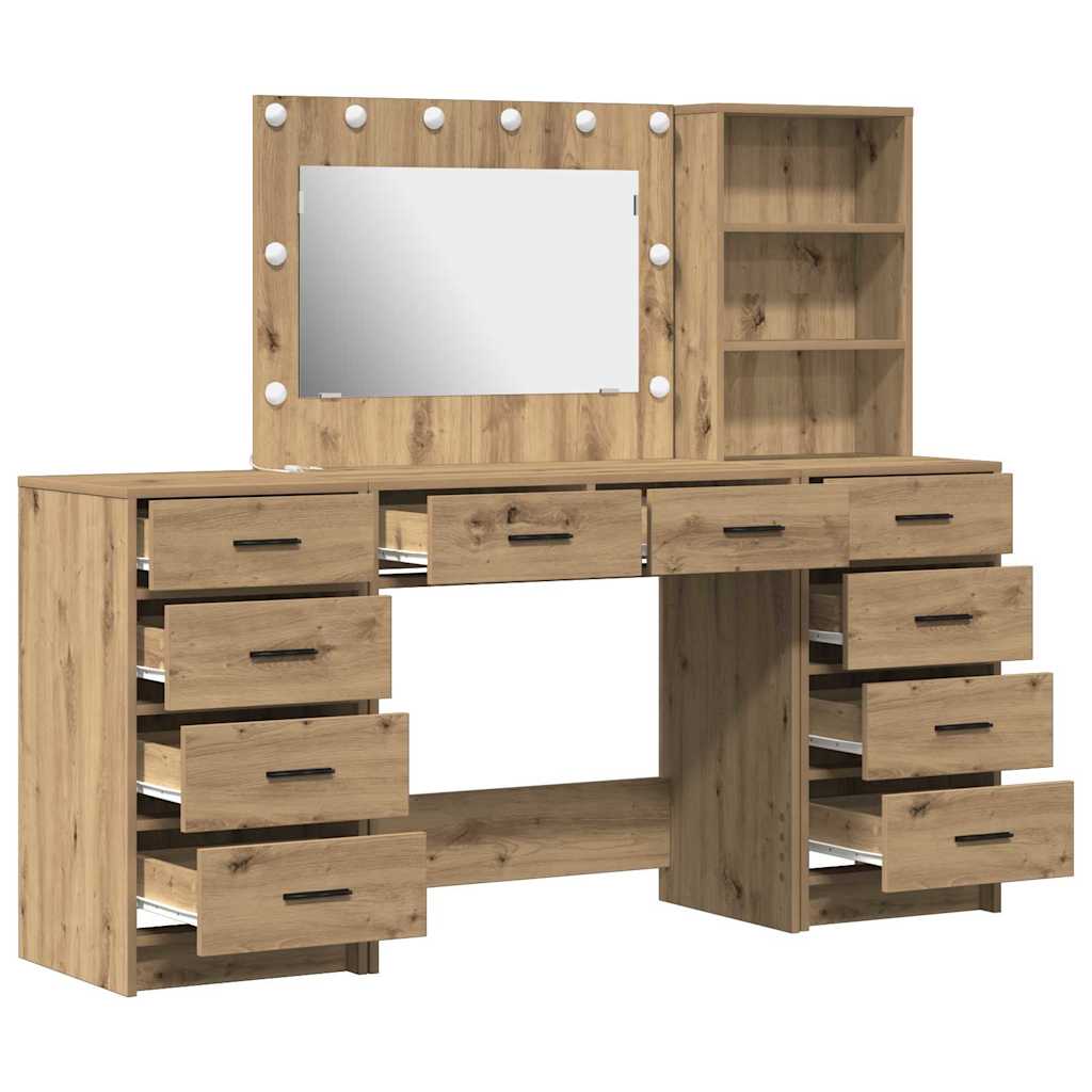 Dressing Table with Drawer 3 pcs Artisan Oak Engineered Wood