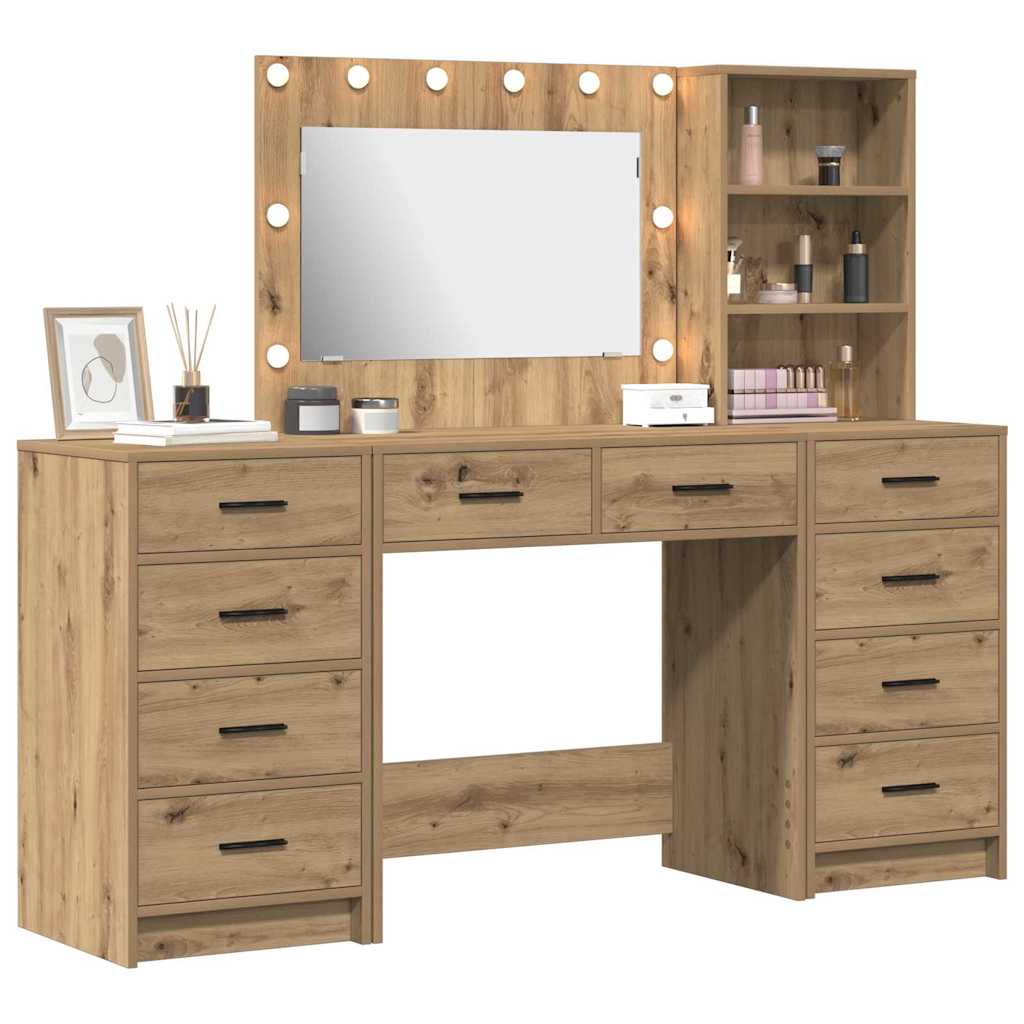 Dressing Table with Drawer 3 pcs Artisan Oak Engineered Wood