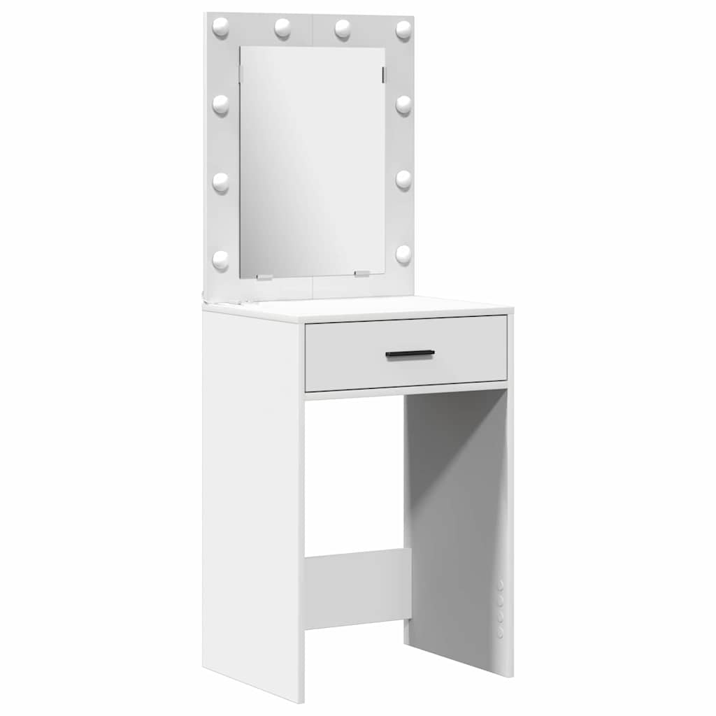 Dressing Table with Mirror Lights 3 pcs White Engineered wood