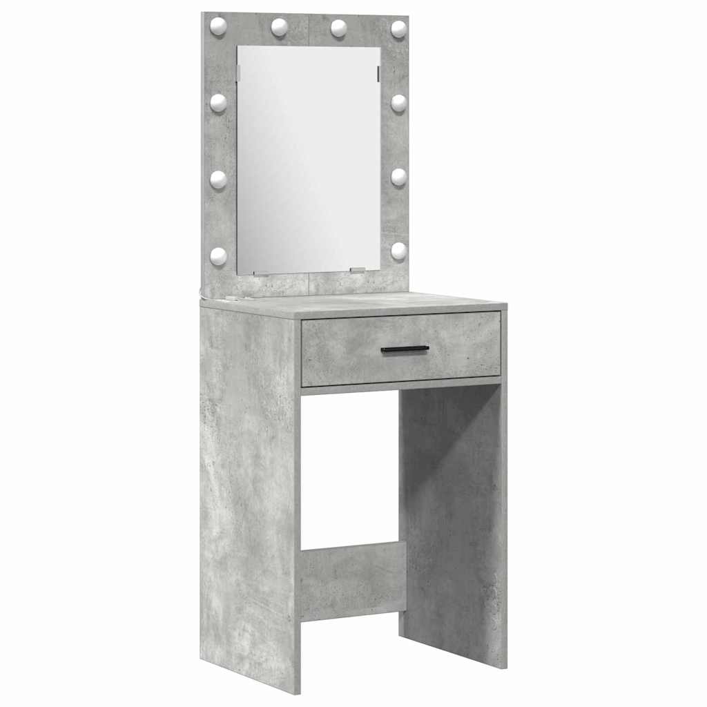 Dressing Table with Mirror Lights 3 pcs Grey Engineered wood