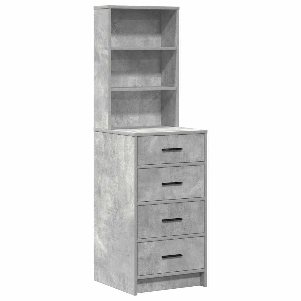 Dressing Table with Mirror Lights 3 pcs Grey Engineered wood