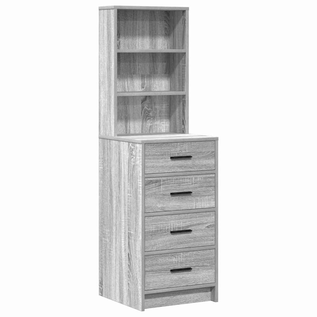 Dressing Table with Mirror Lights 3 pcs Grey Engineered wood
