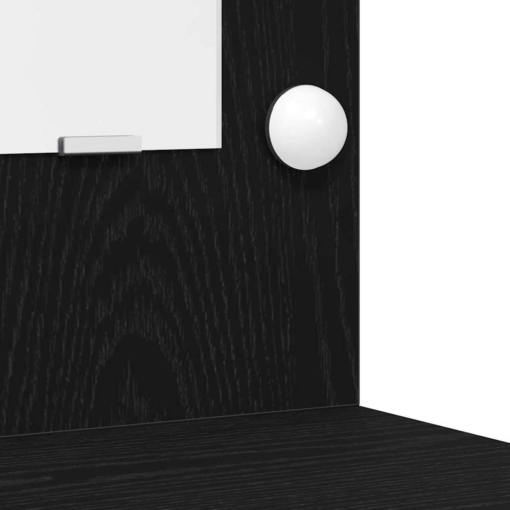 Dressing Table with Mirror Lights 2 pcs Black Engineered wood