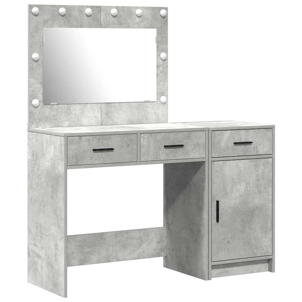Dressing Table with Mirror Lights 2 pcs Grey Engineered wood