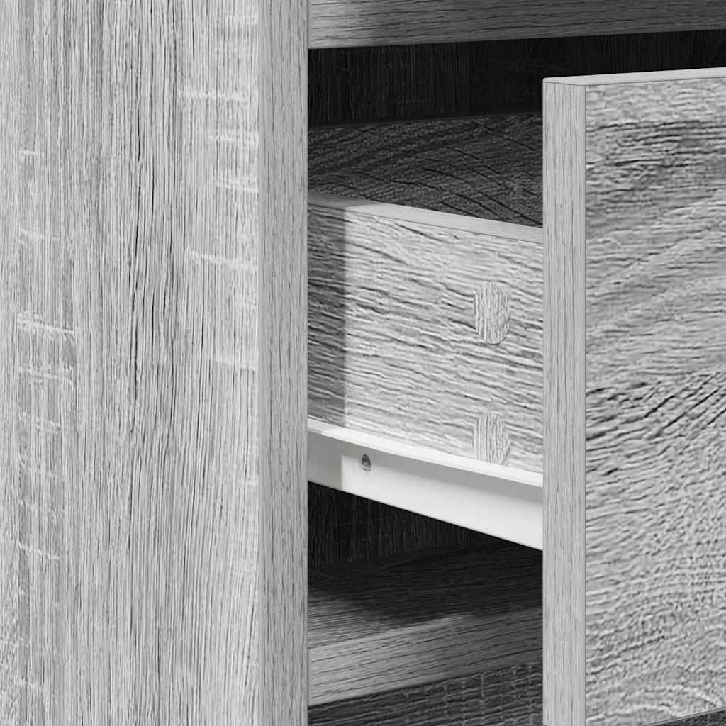 Dressing Table with Mirror Lights 2 pcs Grey Engineered wood