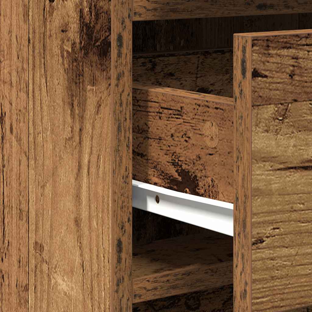 Dressing Table with Mirror Lights 2 pcs Brown Engineered wood
