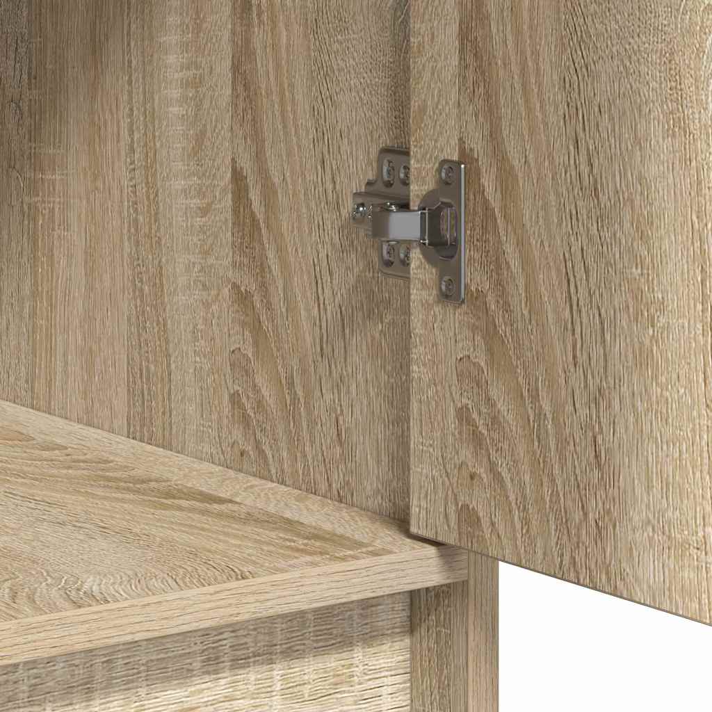 Dressing Table with Mirror Lights 3 pcs Brown Engineered Wood
