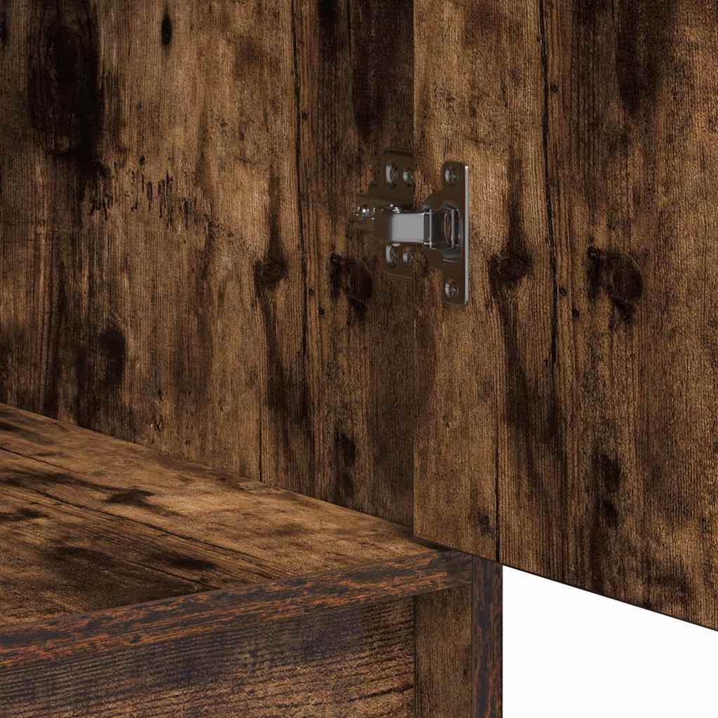 Dressing Table with Mirror Lights 3 pcs Brown Engineered Wood