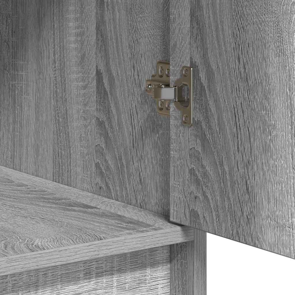 Dressing Table with Mirror Lights 3 pcs Grey Engineered Wood