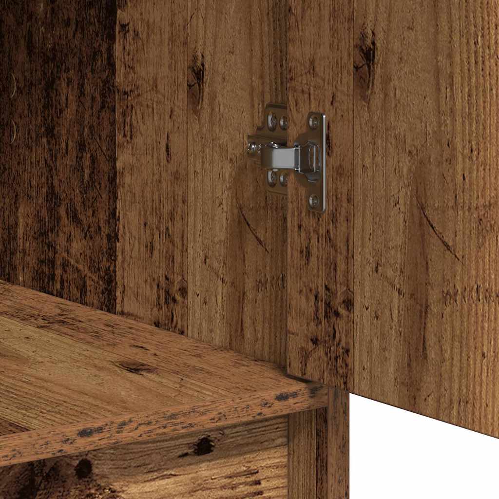 Dressing Table with Mirror Lights 3 pcs Brown Engineered Wood