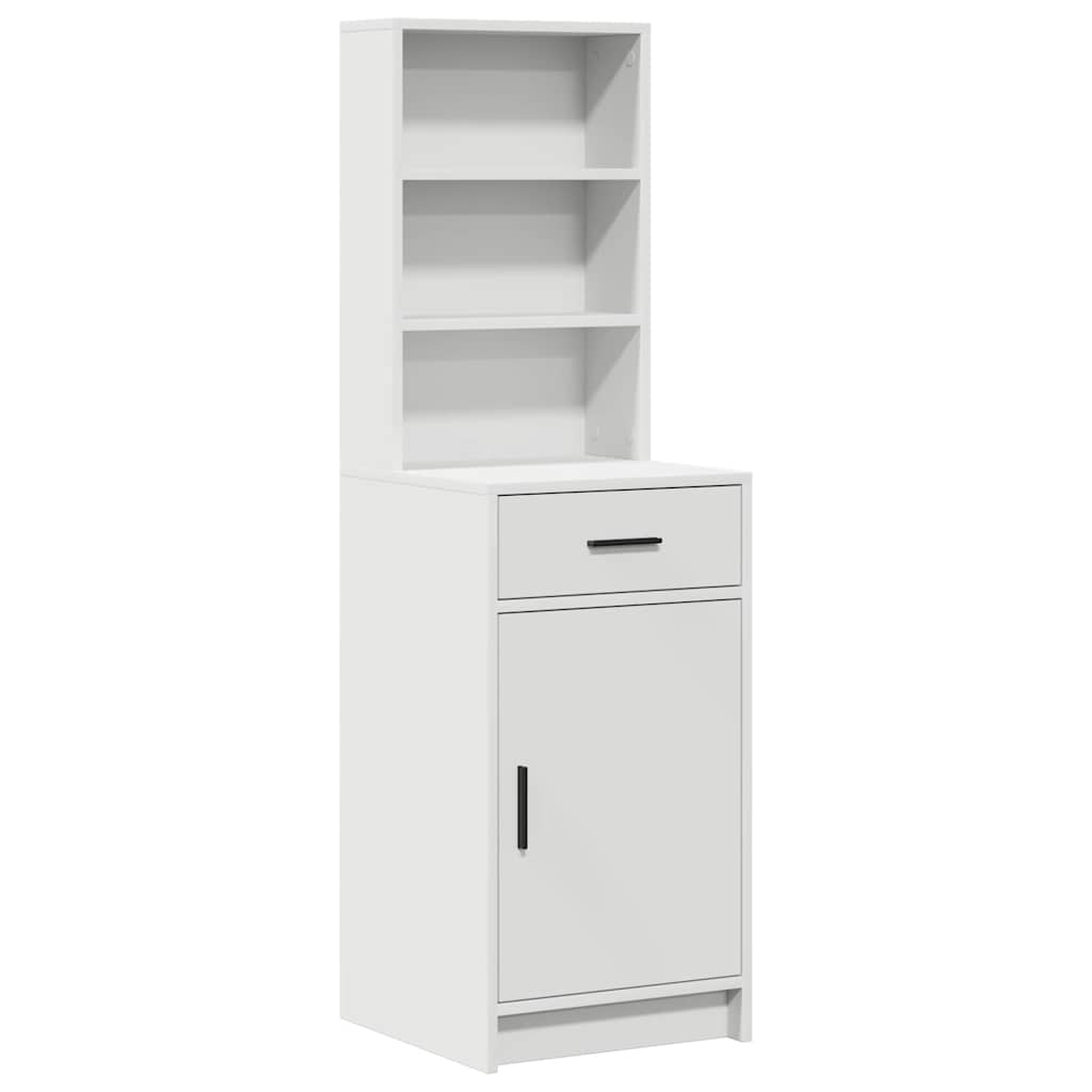 Dressing Table with Mirror Lights 2 pcs White Engineered Wood