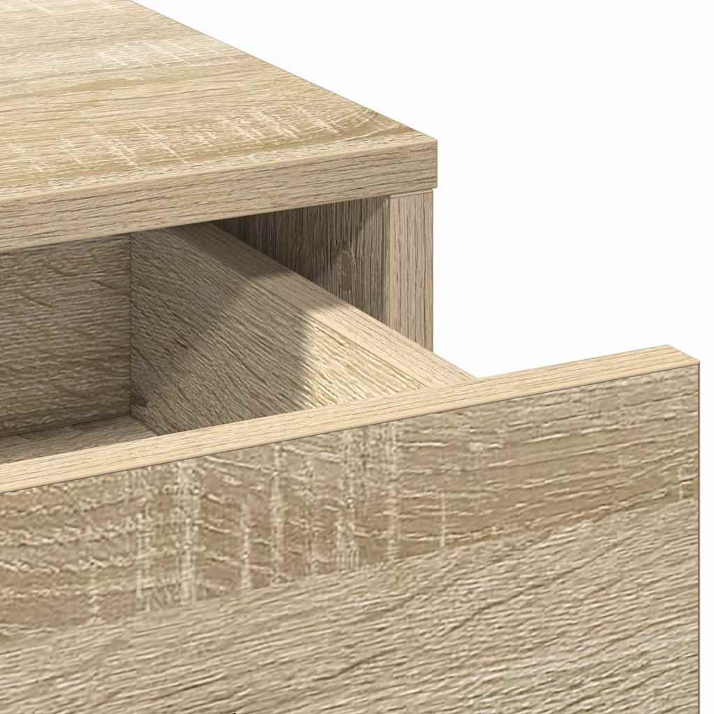 Dressing Table with Mirror Lights 2 pcs Brown Engineered Wood