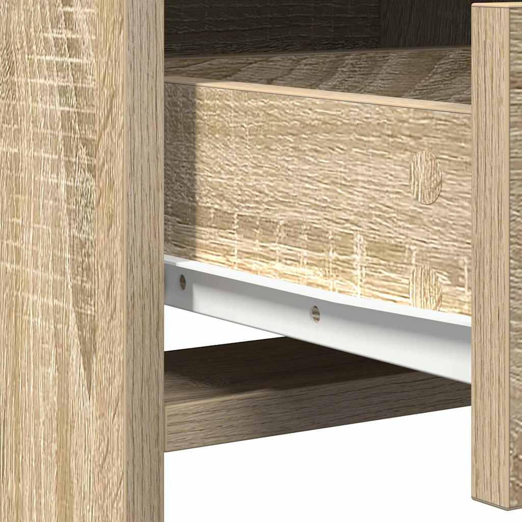 Dressing Table with Mirror Lights 2 pcs Brown Engineered Wood