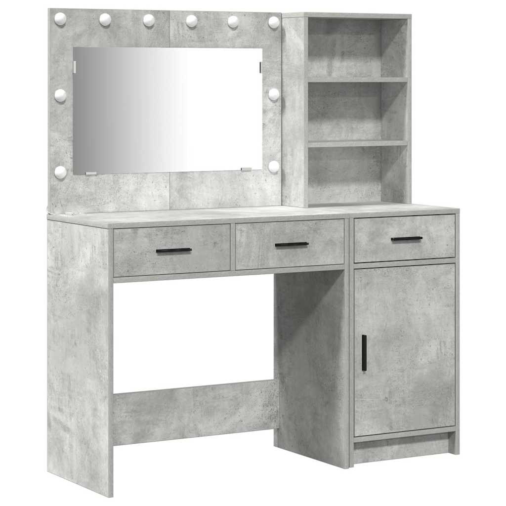 Dressing Table with Mirror Lights 2 pcs Grey Engineered Wood