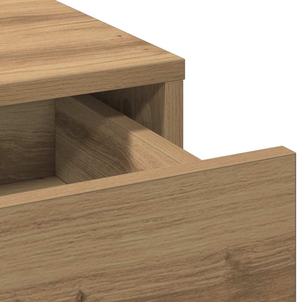 Dressing Table with Mirror Lights 2 pcs Brown Engineered Wood