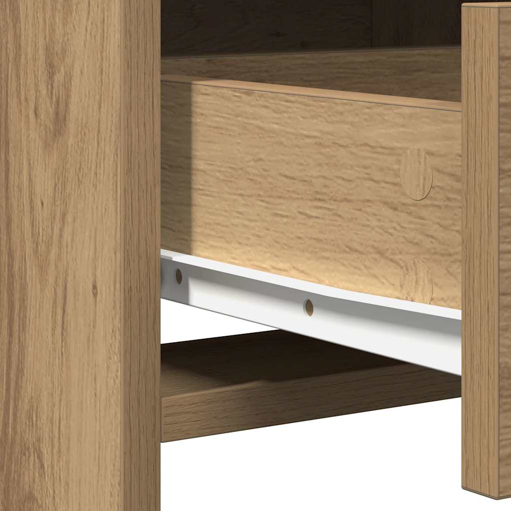 Dressing Table with Mirror Lights 2 pcs Brown Engineered Wood