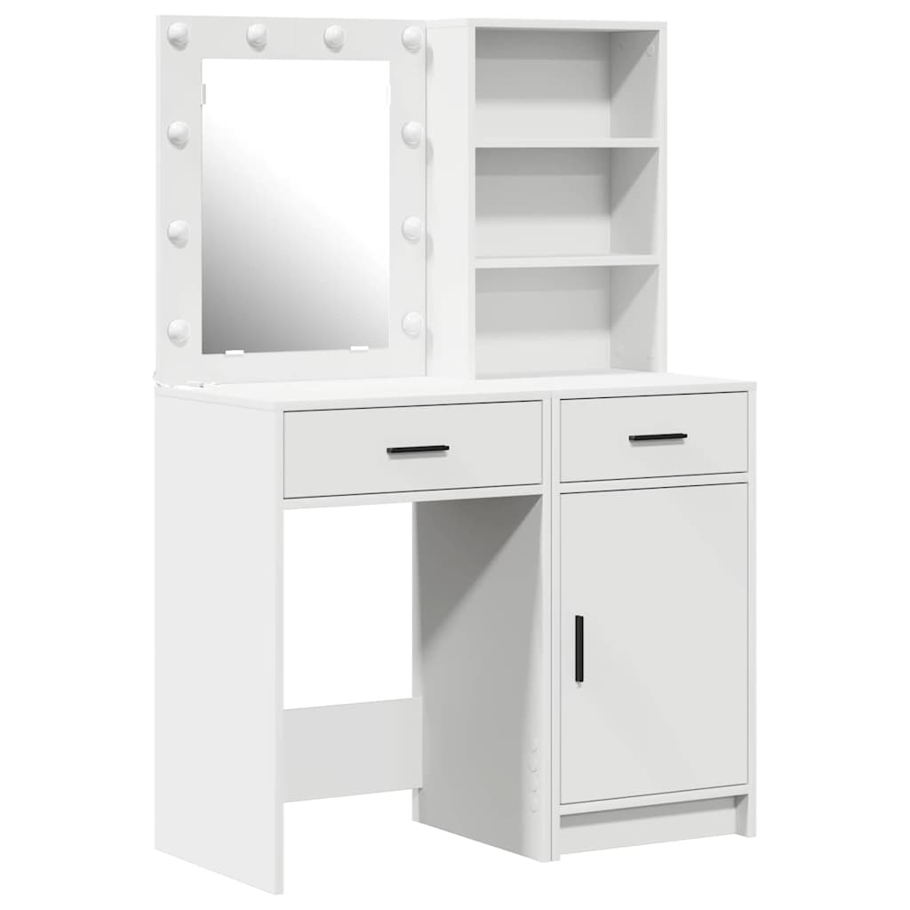 Dressing Table Set with Drawer 2 pcs White Engineered Wood