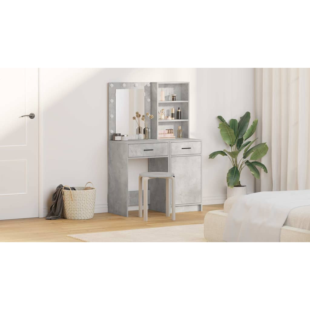 Dressing Table Set 2 pcs Concrete Grey Engineered Wood