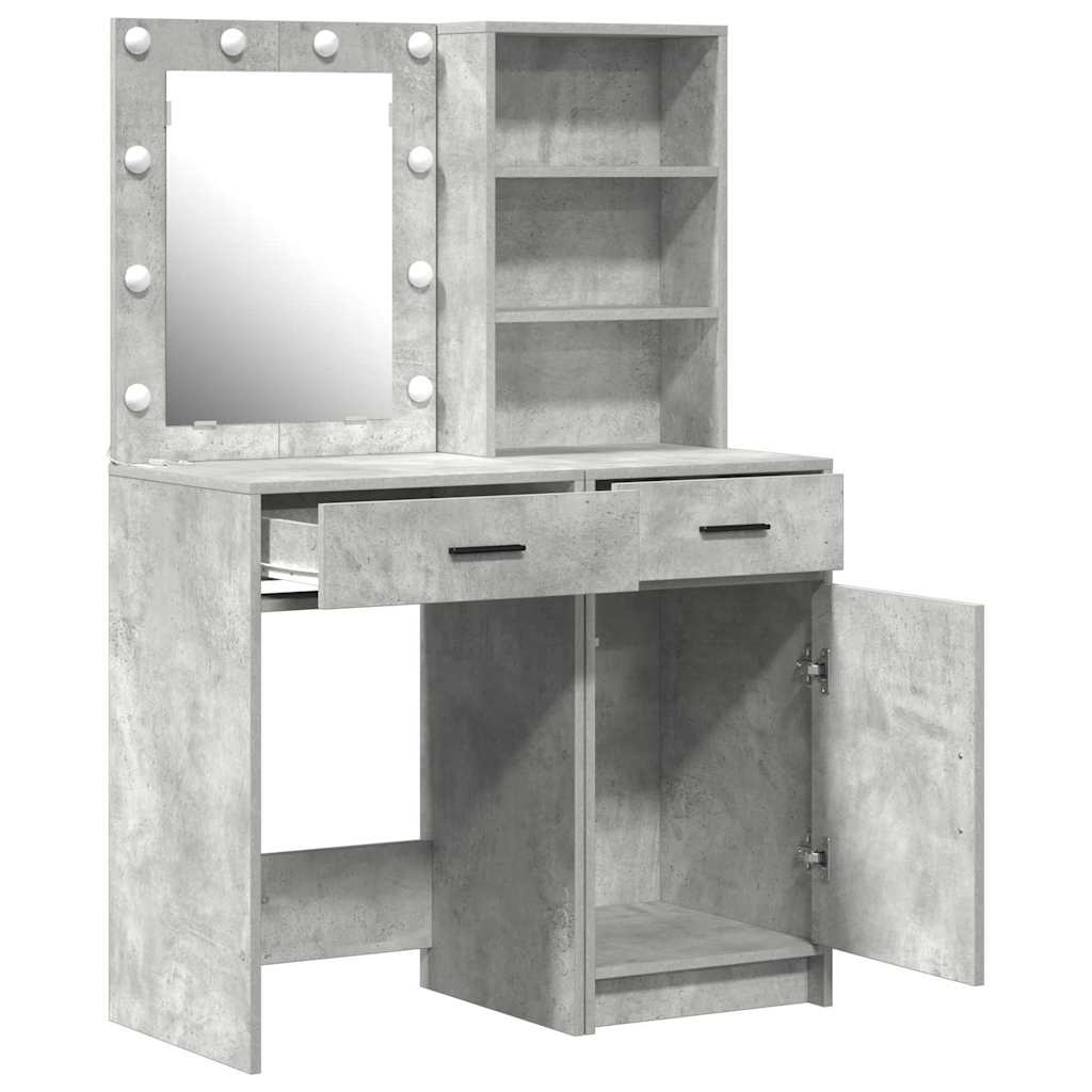 Dressing Table Set 2 pcs Concrete Grey Engineered Wood
