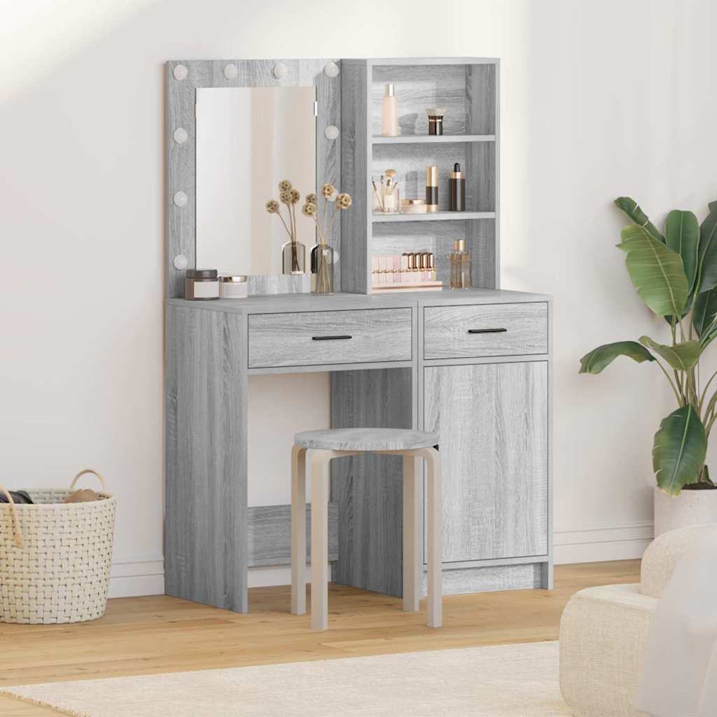 Dressing Table Set with Shelf 2 pcs Grey Sonoma Engineered Wood