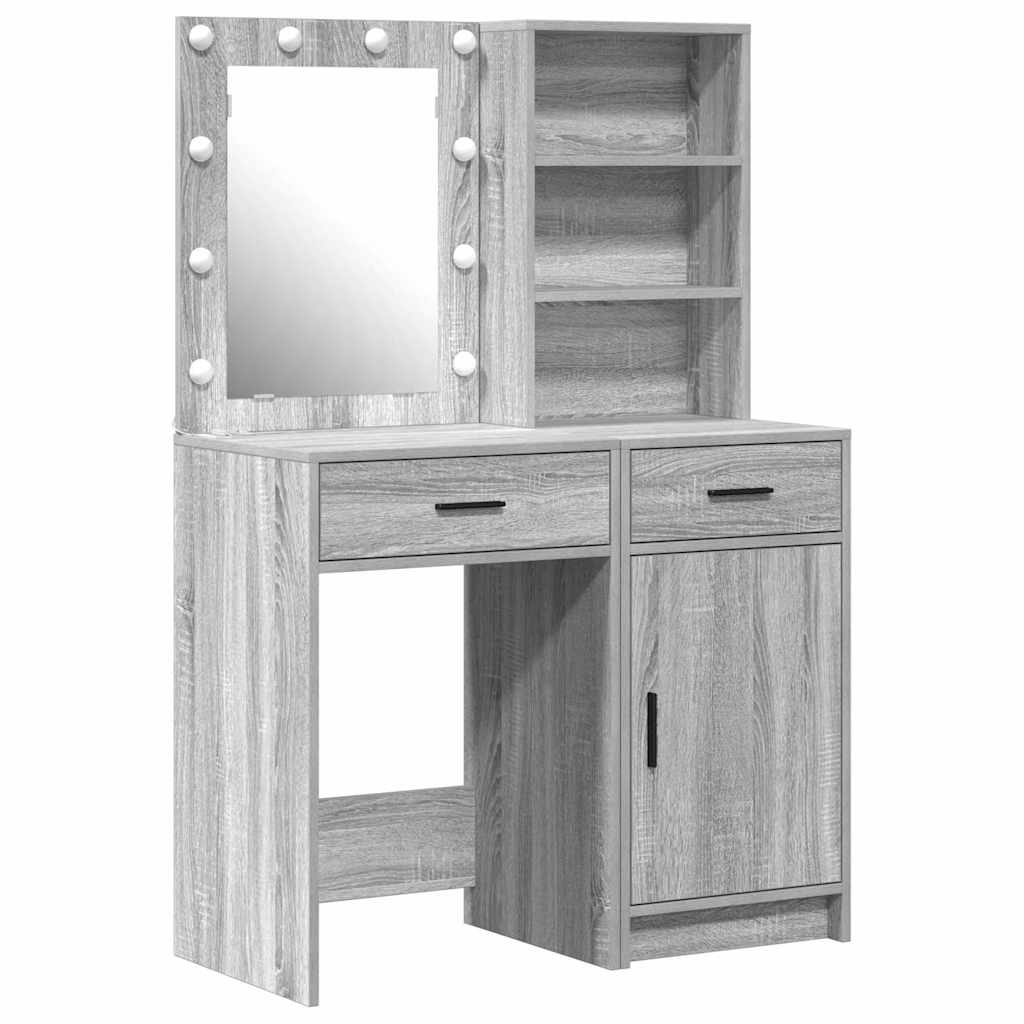 Dressing Table Set with Shelf 2 pcs Grey Sonoma Engineered Wood